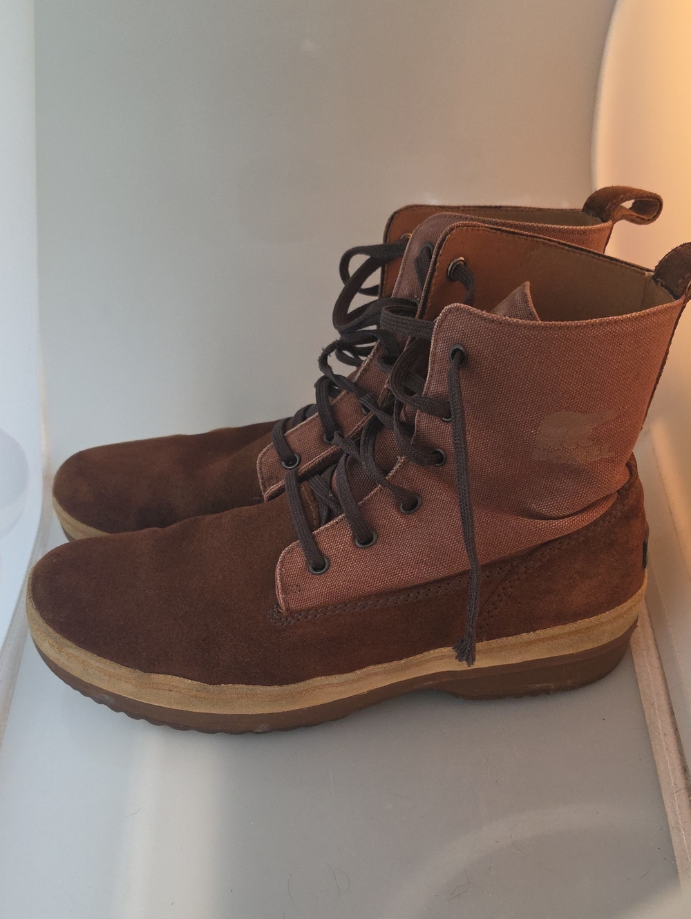 Sorel Men's Brown Suede Canvas Lace-Up Boots